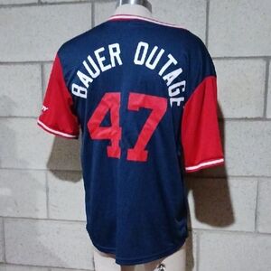 Cleveland Indians Red and Blue Trevor Bauer Jersey Size XL